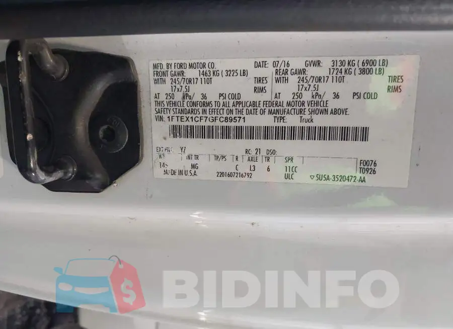 1FTEX1CF7GFC89571 Photo# 9
