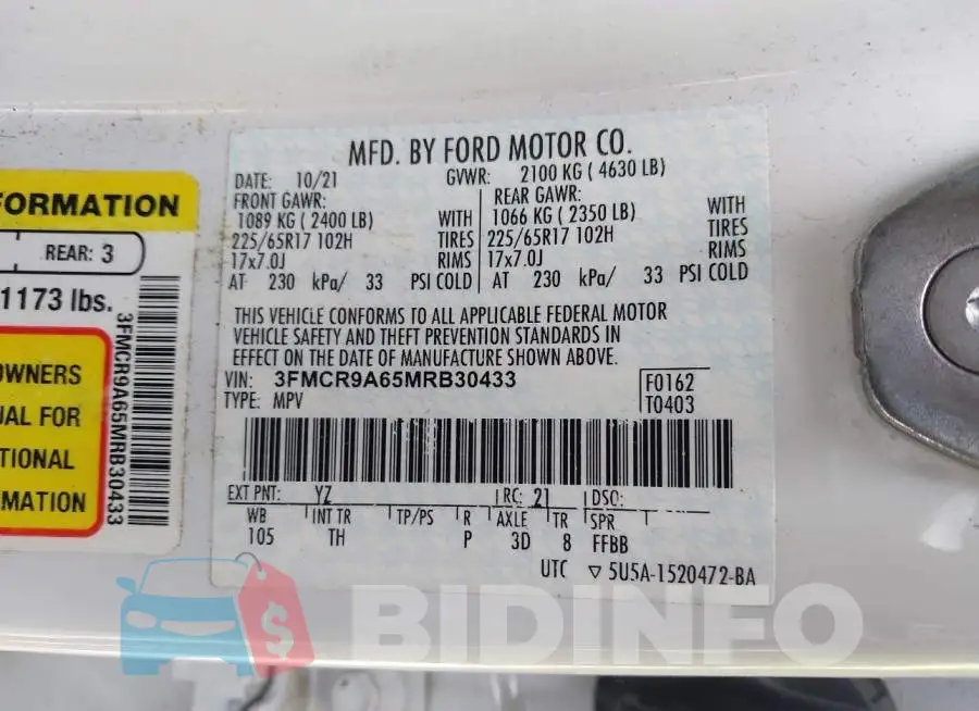 3FMCR9A65MRB30433 Photo# 9