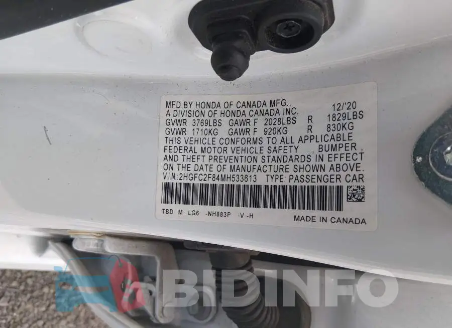 2HGFC2F84MH533613 Photo# 9