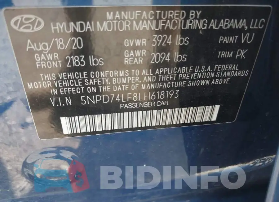 5NPD74LF8LH618193 Photo# 9
