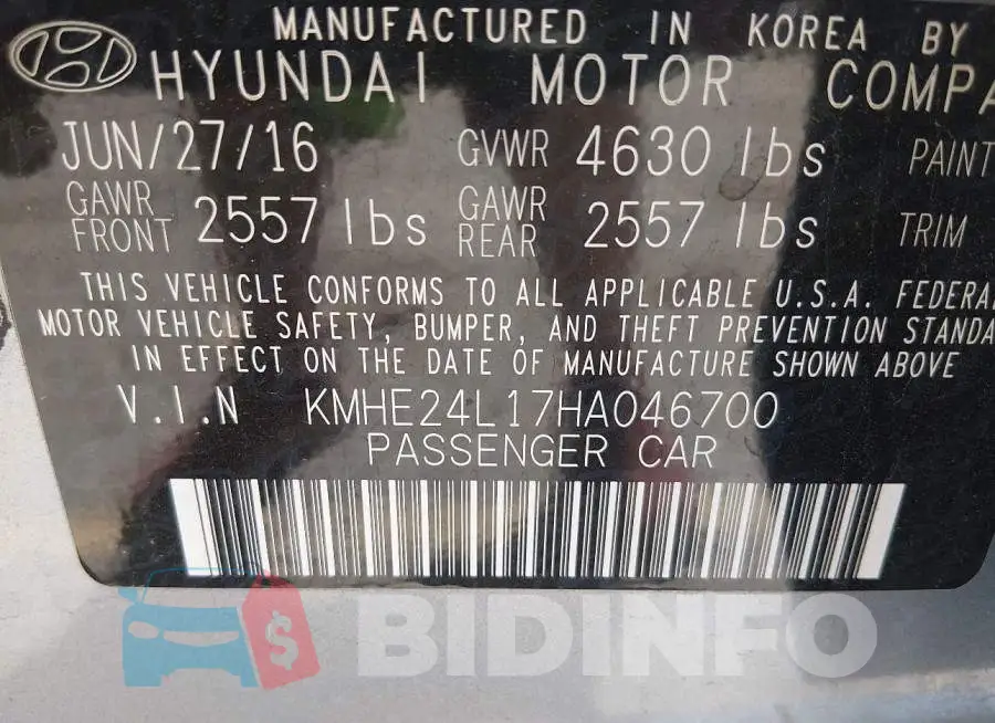 KMHE24L17HA046700 Photo# 9
