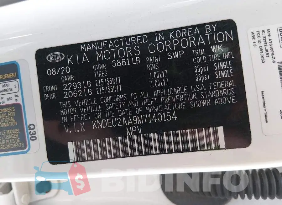 KNDEU2AA9M7140154 Photo# 9