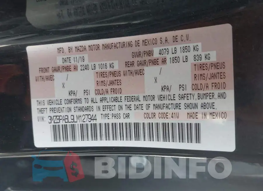 3MZBPABL9LM127944 Photo# 9