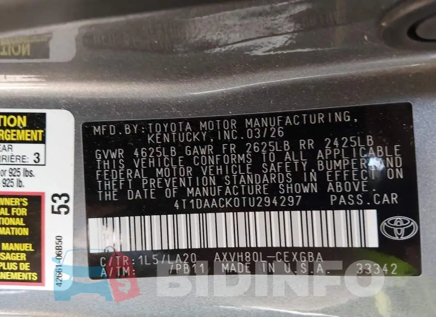 4T1DAACK0TU294297 Photo# 9