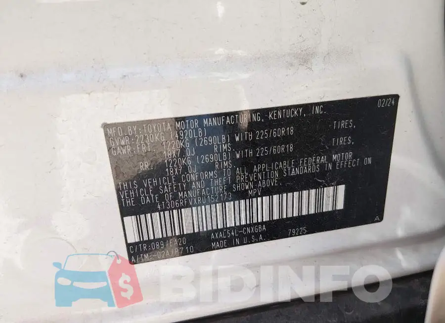 4T3D6RFVXRU152173 Photo# 9