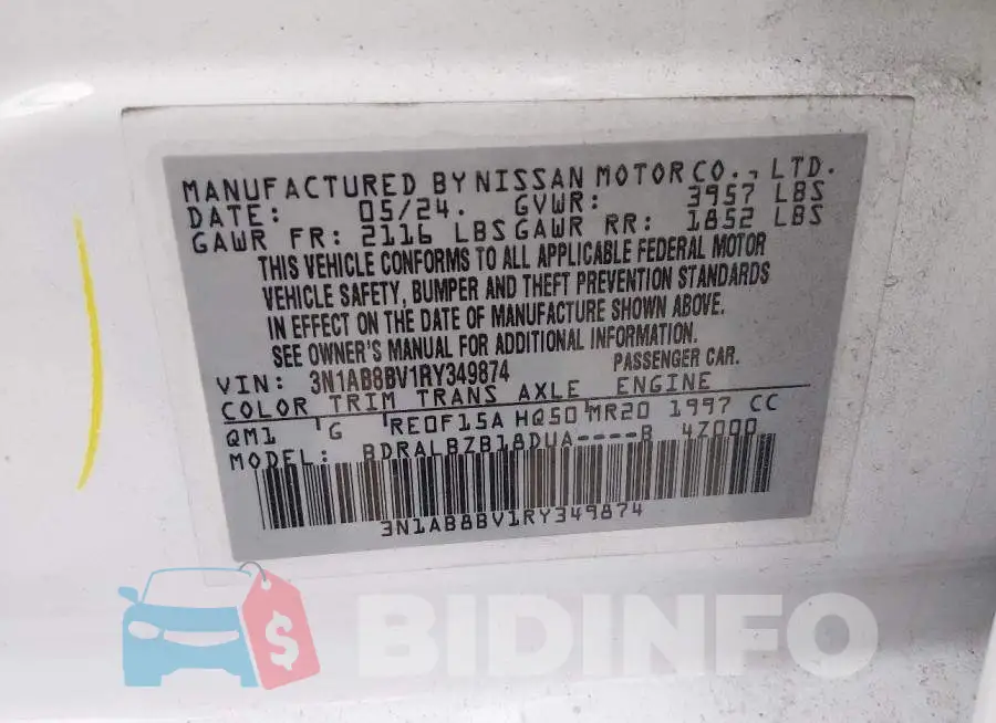 3N1AB8BV1RY349874 Photo# 9