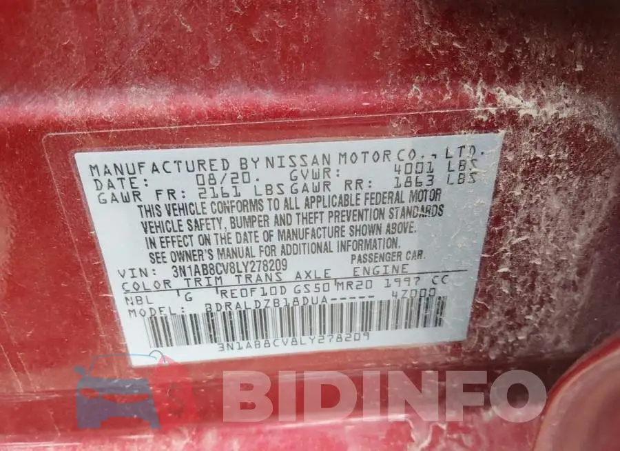 3N1AB8CV8LY278209 Photo# 9
