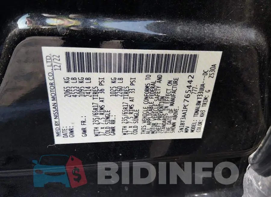 5N1BT3AA1PC765442 Photo# 9
