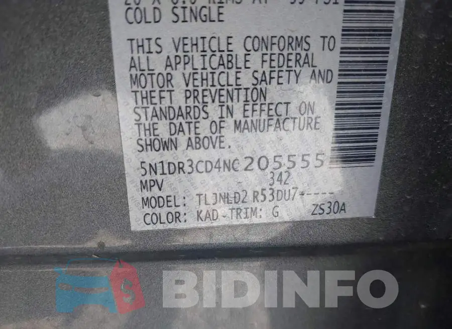 5N1DR3CD4NC205555 Photo# 9