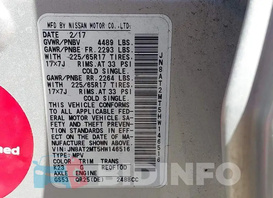 JN8AT2MT5HW146516 Photo# 9