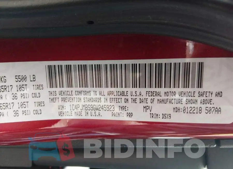 1C4PJMBS9GW245923 Photo# 9