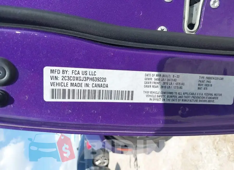 2C3CDXGJ3PH639220 Photo# 9