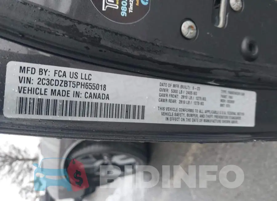2C3CDZBT5PH655018 Photo# 11