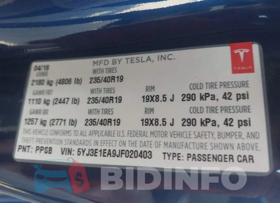 5YJ3E1EA9JF020403 Photo# 8