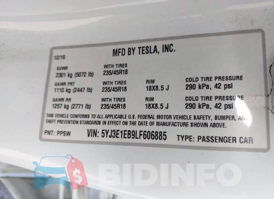 5YJ3E1EB9LF606885 Photo# 9