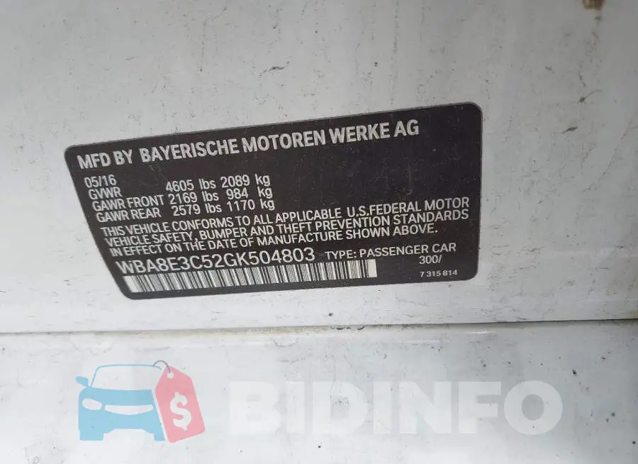 WBA8E3C52GK504803 Photo# 9