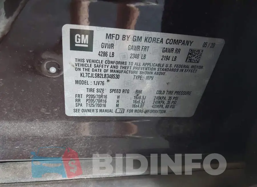 KL7CJLSB2LB348530 Photo# 9