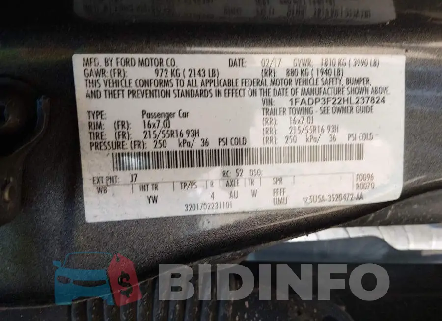 1FADP3F22HL237824 Photo# 9