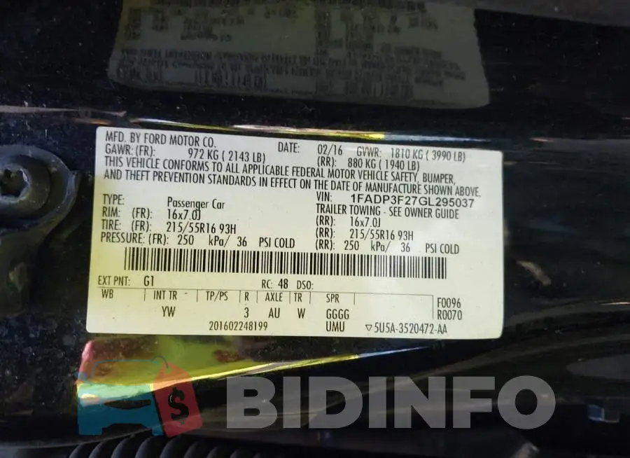1FADP3F27GL295037 Photo# 9