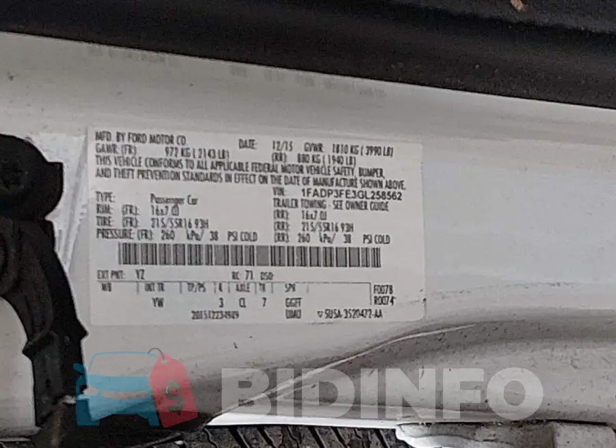 1FADP3FE3GL258562 Photo# 9