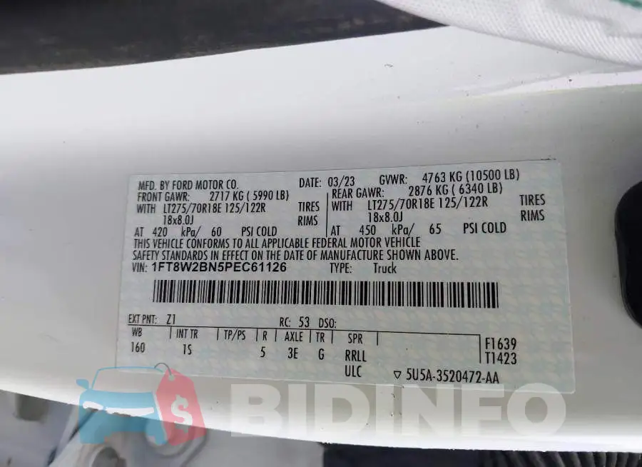 1FT8W2BN5PEC61126 Photo# 9
