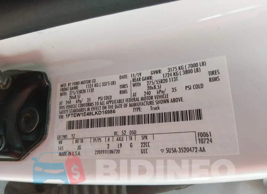 1FTEW1E48LKD16986 Photo# 9
