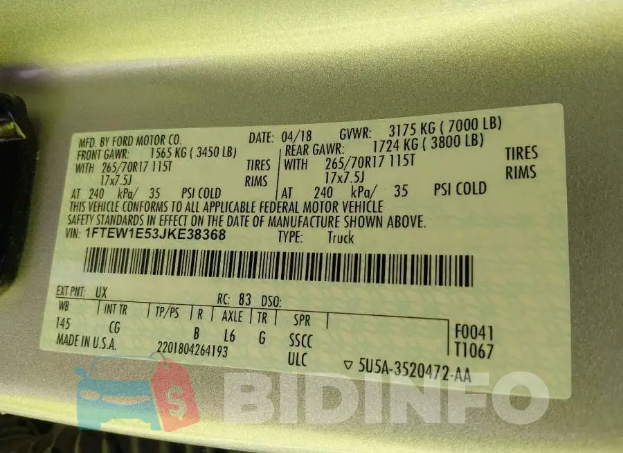1FTEW1E53JKE38368 Photo# 9
