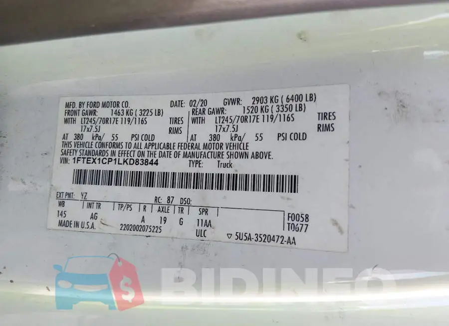 1FTEX1CP1LKD83844 Photo# 9