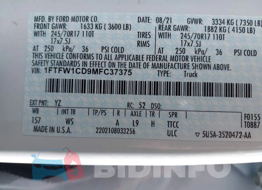 1FTFW1CD9MFC37375 Photo# 9