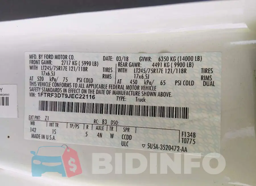 1FTRF3DT9JEC22116 Photo# 9