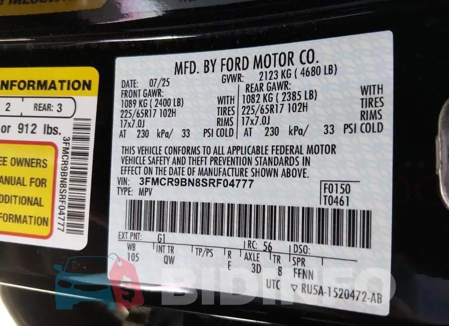 3FMCR9BN8SRF04777 Photo# 9