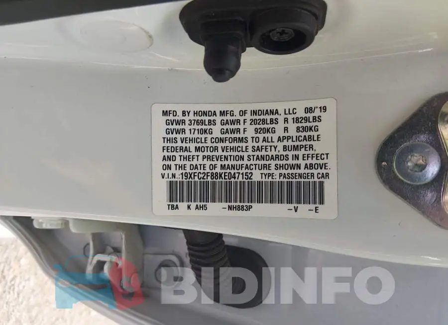19XFC2F88KE047152 Photo# 9