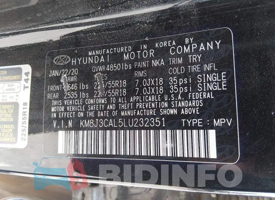 KM8J3CAL5LU232351 Photo# 9