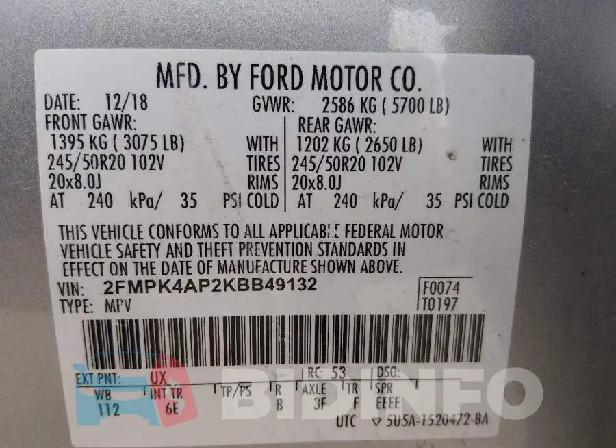 2FMPK4AP2KBB49132 Photo# 9