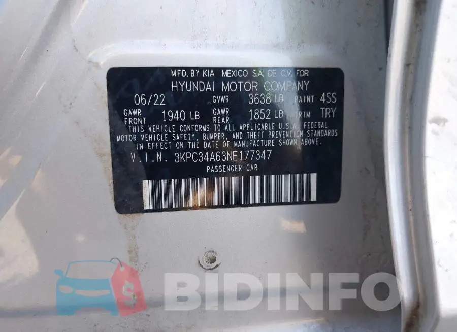 3KPC34A63NE177347 Photo# 9