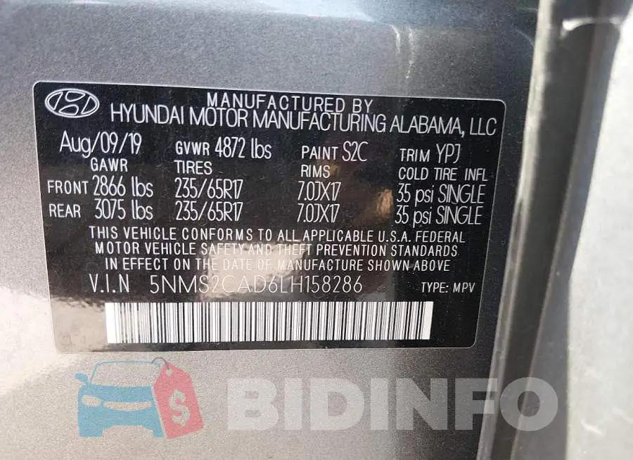 5NMS2CAD6LH158286 Photo# 9