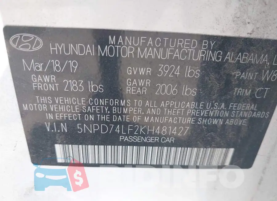 5NPD74LF2KH481427 Photo# 9