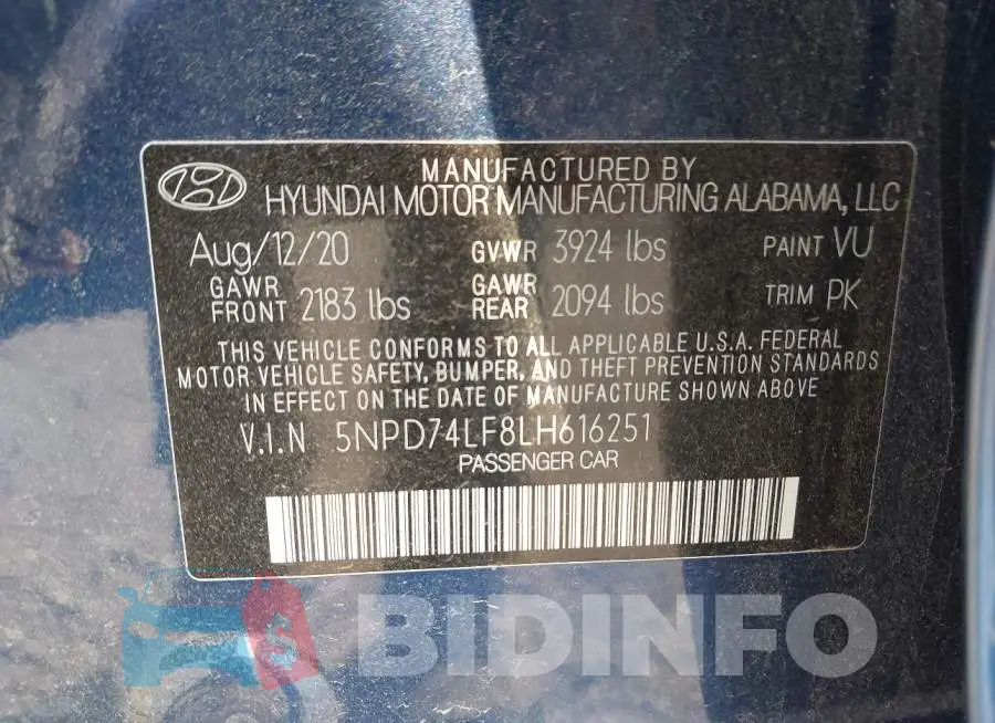 5NPD74LF8LH616251 Photo# 9