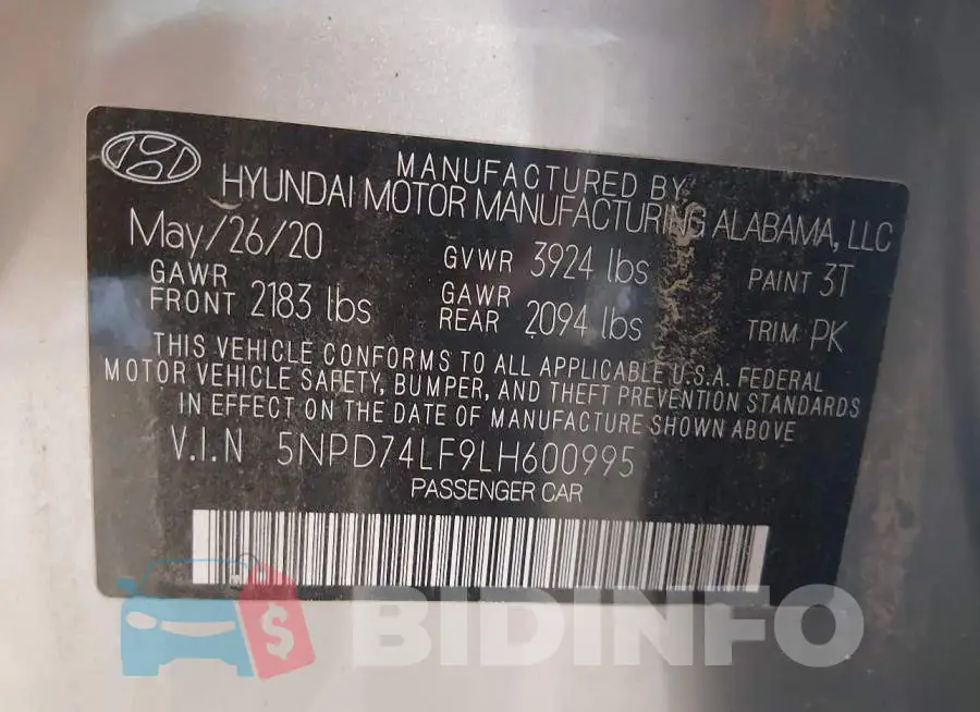 5NPD74LF9LH600995 Photo# 9