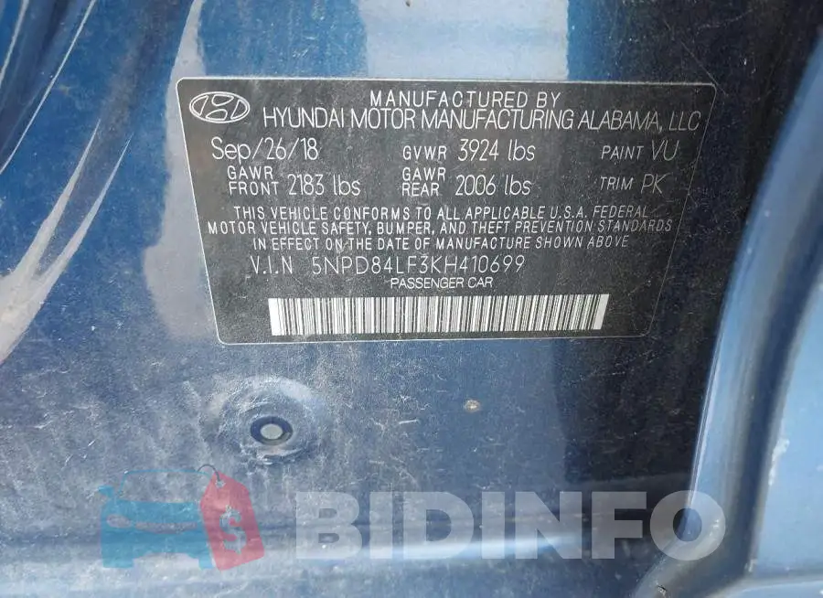 5NPD84LF3KH410699 Photo# 9