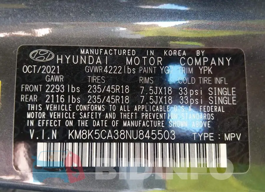 KM8K5CA38NU845503 Photo# 9