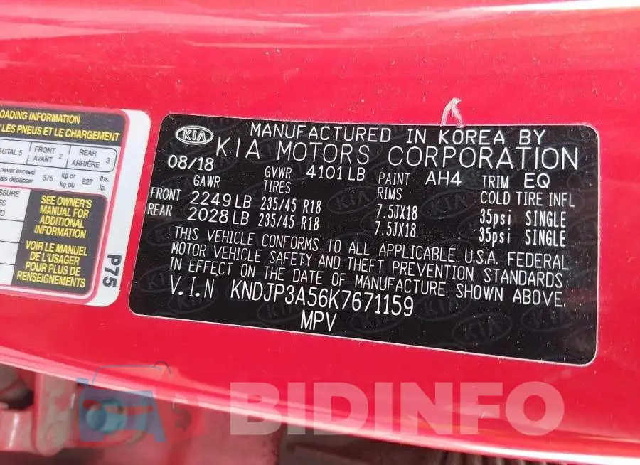 KNDJP3A56K7671159 Photo# 9