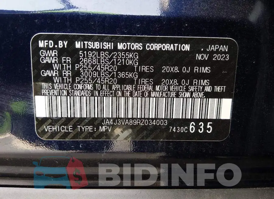 JA4J3VA89RZ034003 Photo# 9