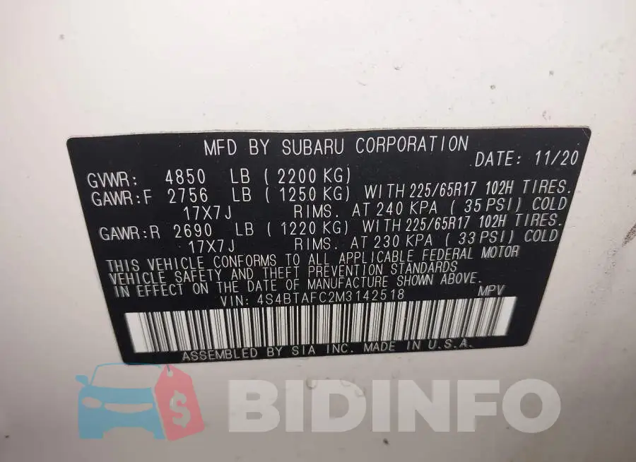 4S4BTAFC2M3142518 Photo# 9