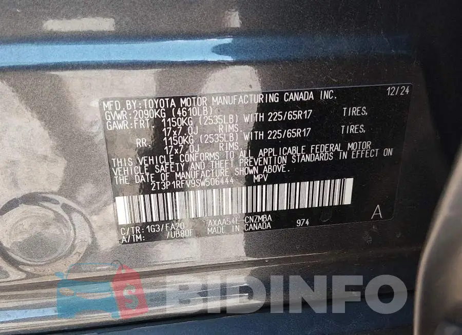 2T3P1RFV9SW506444 Photo# 9