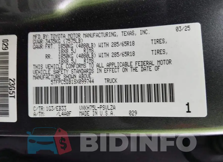 5TFPC5DB1SX099744 Photo# 9