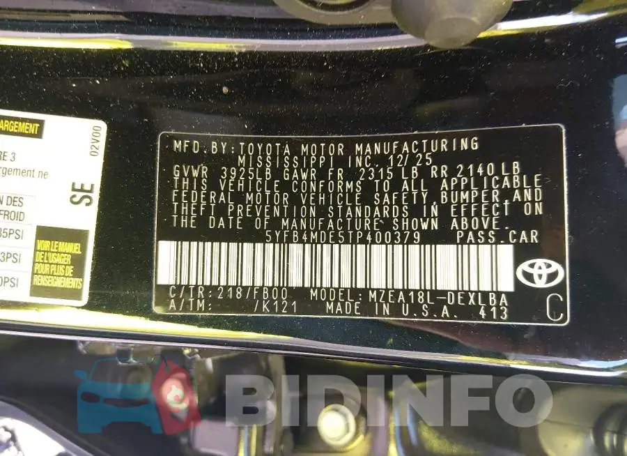 5YFB4MDE5TP400379 Photo# 9