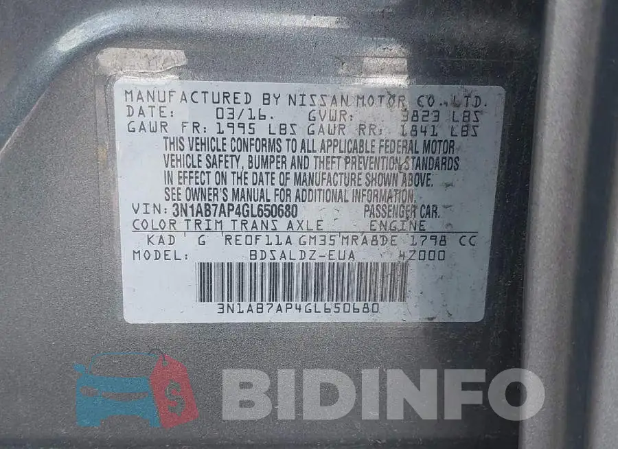 3N1AB7AP4GL650680 Photo# 9