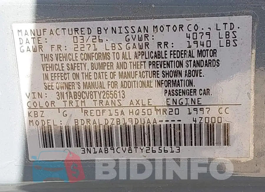 3N1AB9CV8TY265613 Photo# 9