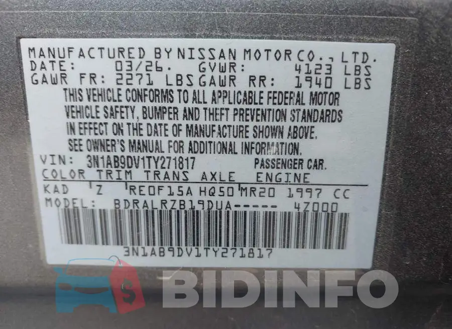 3N1AB9DV1TY271817 Photo# 9